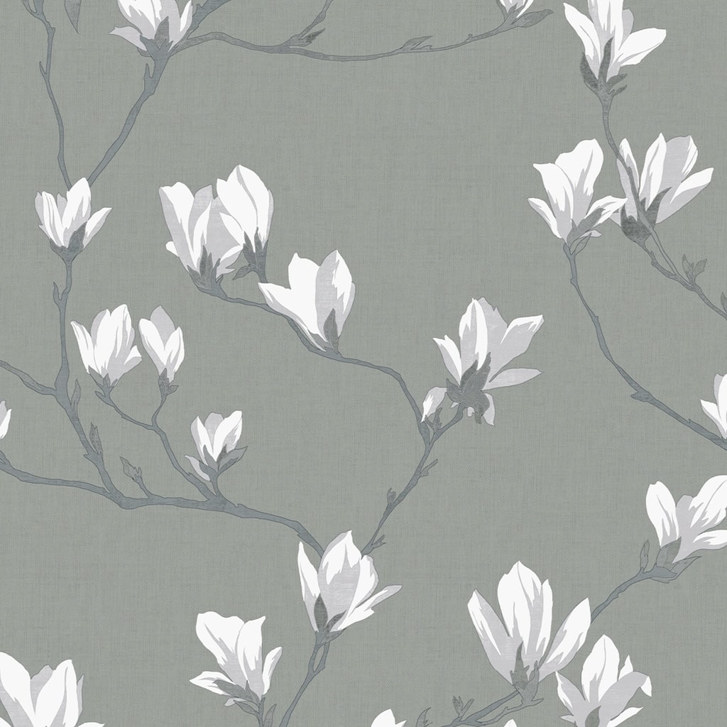 - Laura Ashley Magnolia Grove Slate Wallpaper - 113354 - Decor Warehouse