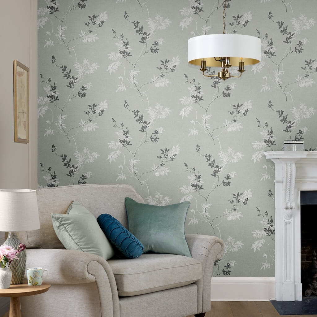 - Laura Ashley Mari Mineral Green Wallpaper - 119840 - Decor Warehouse