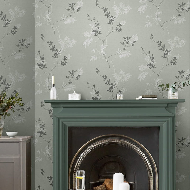 - Laura Ashley Mari Mineral Green Wallpaper - 119840 - Decor Warehouse