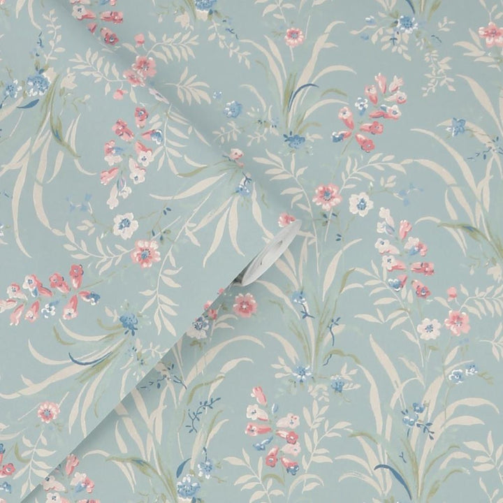 - Laura Ashley Mosedale Posy Duck Egg Wallpaper - 122751 - Decor Warehouse