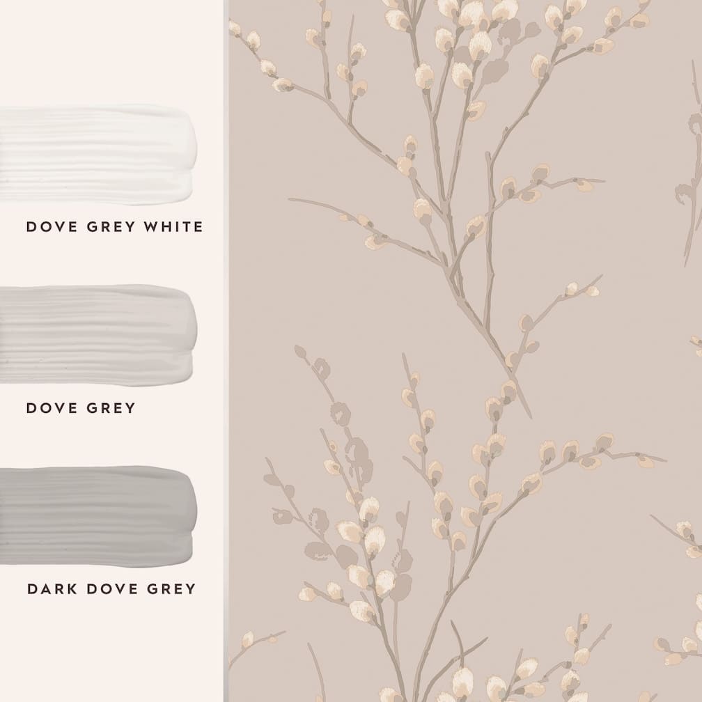 Laura Ashley Pussy Willow Dove Grey Wallpaper - 113361
