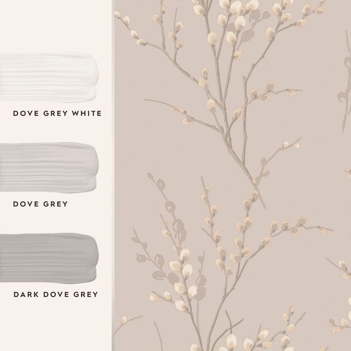 Laura Ashley Pussy Willow Dove Grey Wallpaper - 113361