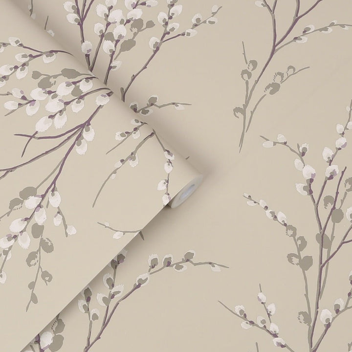 - Laura Ashley Pussy Willow Natural Wallpaper - 113358 - Decor Warehouse