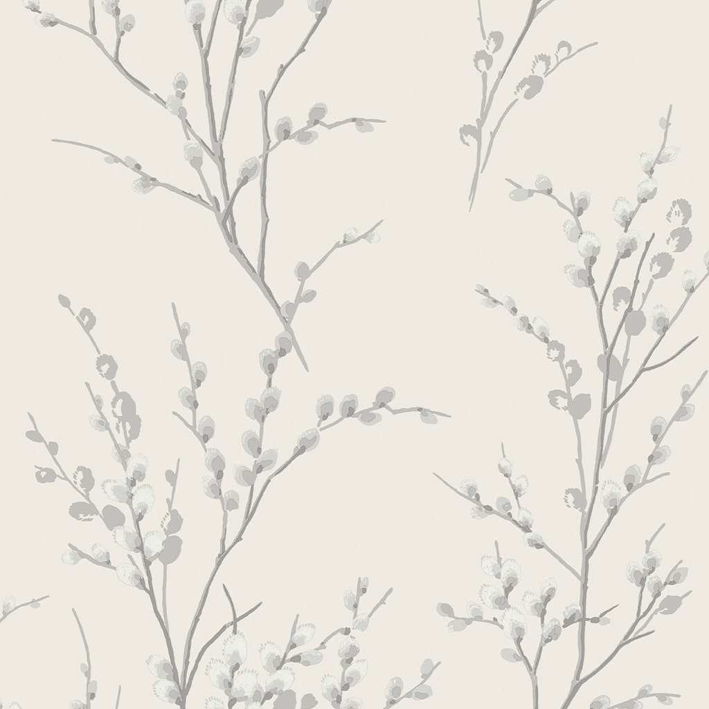 - Laura Ashley Pussy Willow Off White and Steel Wallpaper - 113359 - Decor Warehouse
