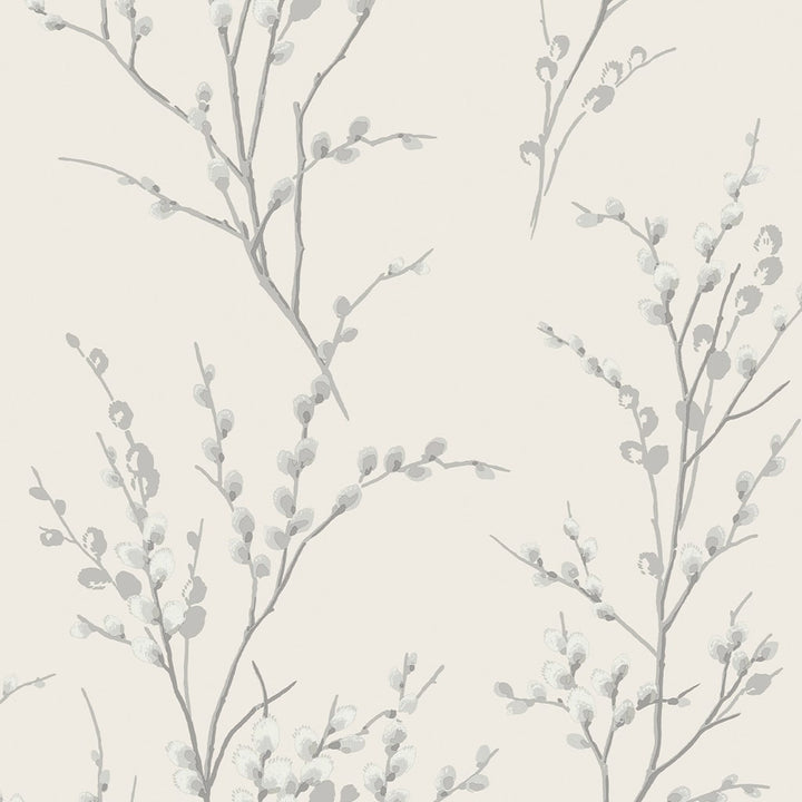- Laura Ashley Pussy Willow Off White and Steel Wallpaper - 113359 - Decor Warehouse