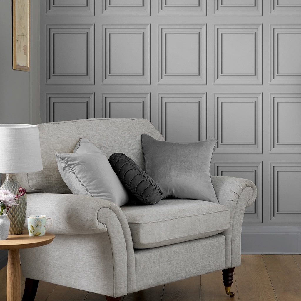 - Laura Ashley Redbrook Wood Panel Silver Wallpaper - 119845 - Decor Warehouse