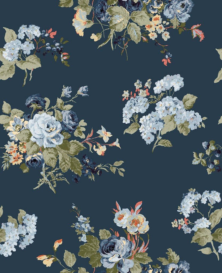 - Laura Ashley Rosemore Midnight Seaspray Wallpaper - 114898 - Decor Warehouse