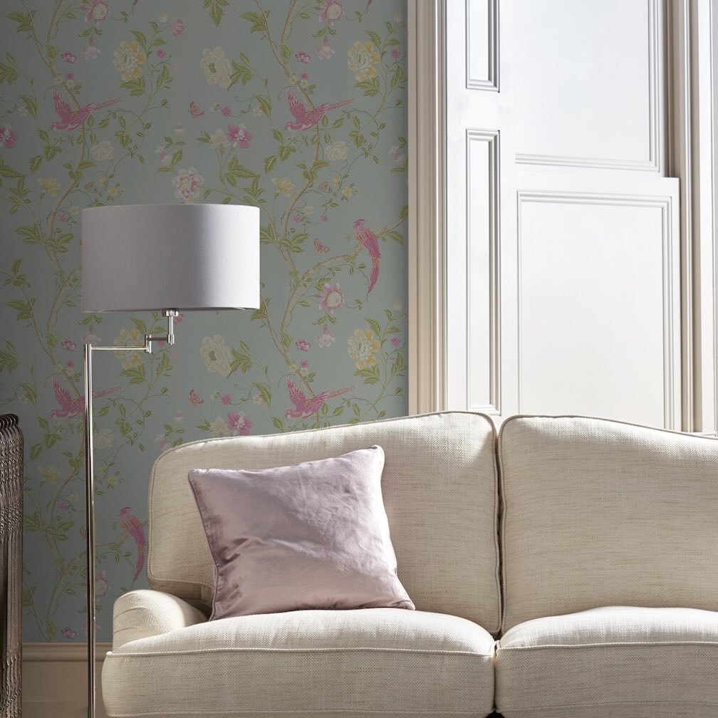 Laura Ashley Summer Palace Duck Egg Wallpaper - 113392
