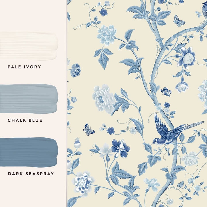 Laura Ashley Summer Palace Royal Blue Wallpaper - 113390