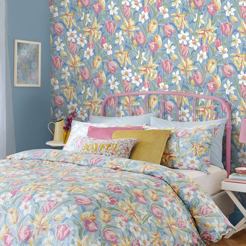 - Laura Ashley Tulips China Blue Wallpaper - 119847 - Decor Warehouse
