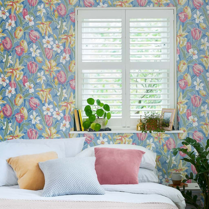 - Laura Ashley Tulips China Blue Wallpaper - 119847 - Decor Warehouse