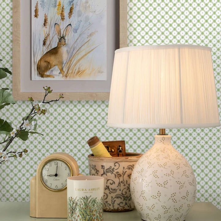 - Laura Ashley Wickerwork Leaf Green Wallpaper - 119848 - Decor Warehouse