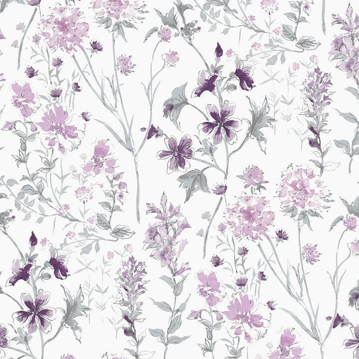 - Laura Ashley Wild Meadow Pale Iris Wallpaper - 113362 - Decor Warehouse