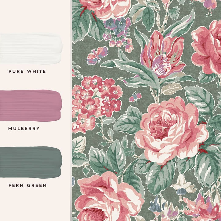 Laura Ashley Wild Roses Fern Green Wallpaper - 122754