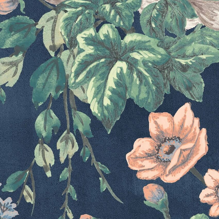 - Maurice Navy / Coral Wallpaper - WM - 411 - 01 - Decor Warehouse