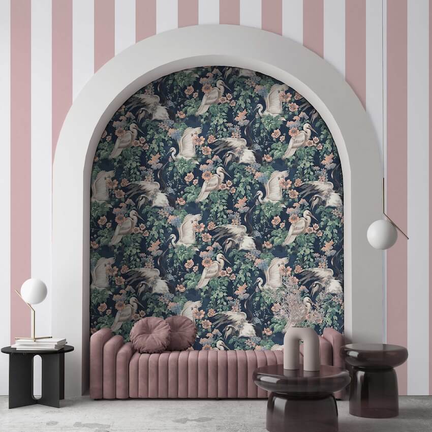 - Maurice Navy / Coral Wallpaper - WM - 411 - 01 - Decor Warehouse
