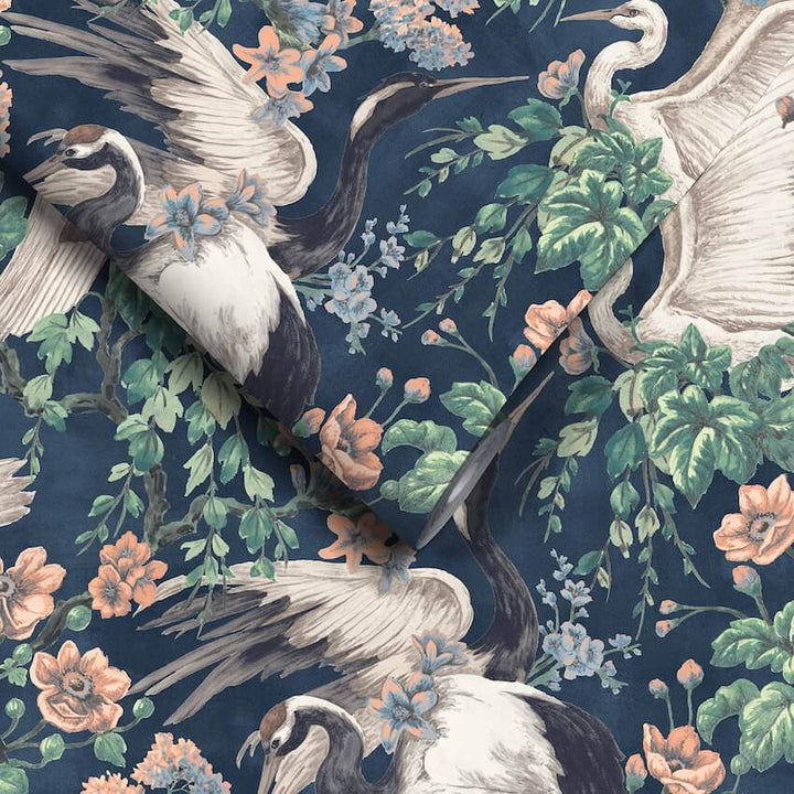 - Maurice Navy / Coral Wallpaper - WM - 411 - 01 - Decor Warehouse