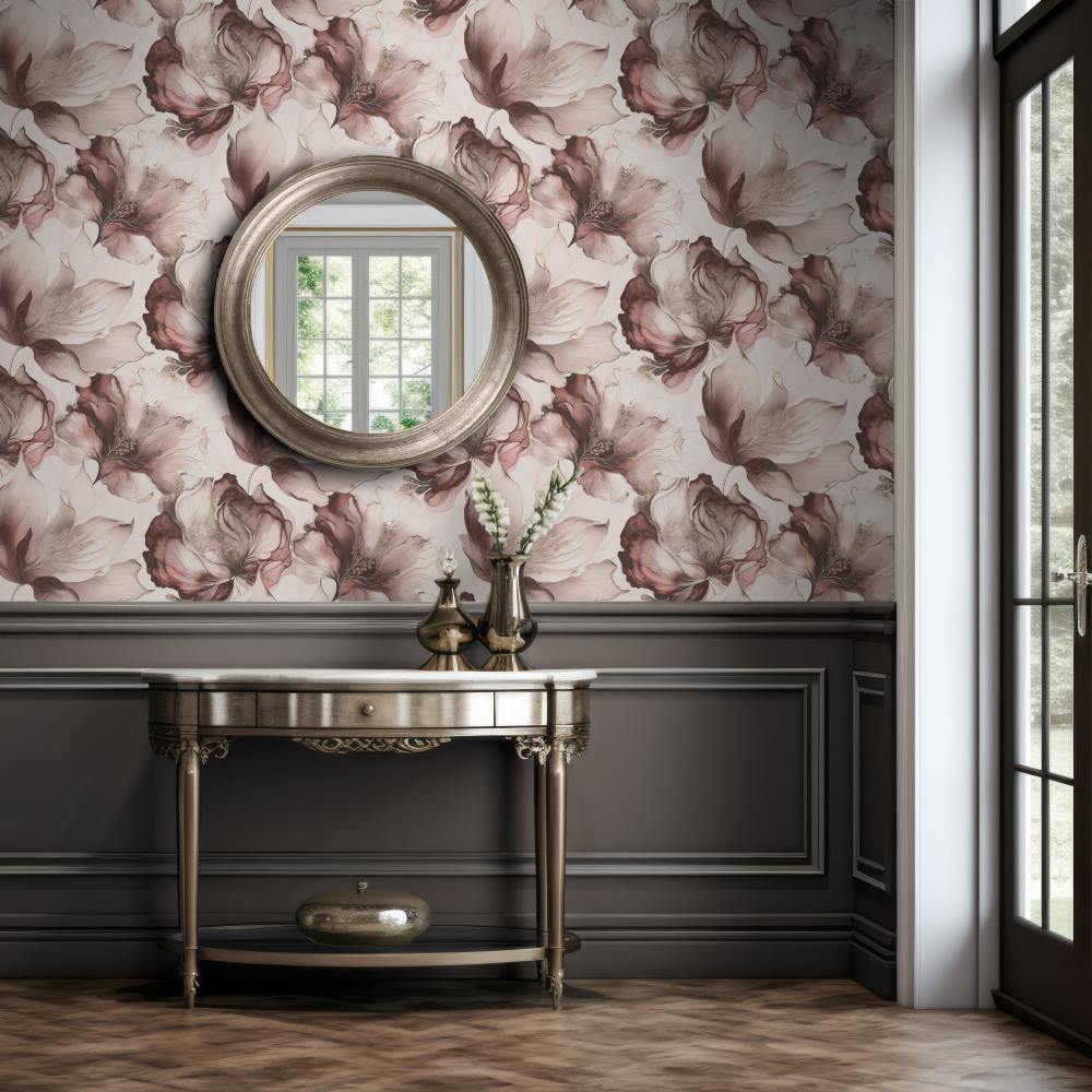 - Muriva Elysian Floral Pink Metallic Wallpaper - 212504 - Decor Warehouse