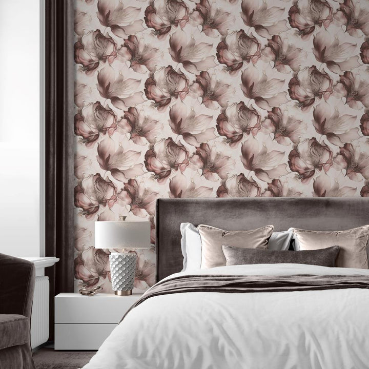 - Muriva Elysian Floral Pink Metallic Wallpaper - 212504 - Decor Warehouse