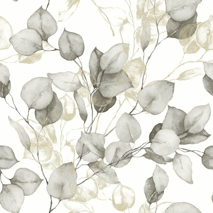 - Muriva Eucalyptus Natural Metallic Gold Wallpaper - 210503 - Decor Warehouse