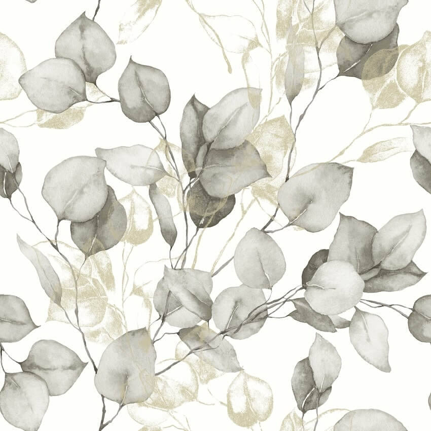 - Muriva Eucalyptus Natural Metallic Gold Wallpaper - 210503 - Decor Warehouse