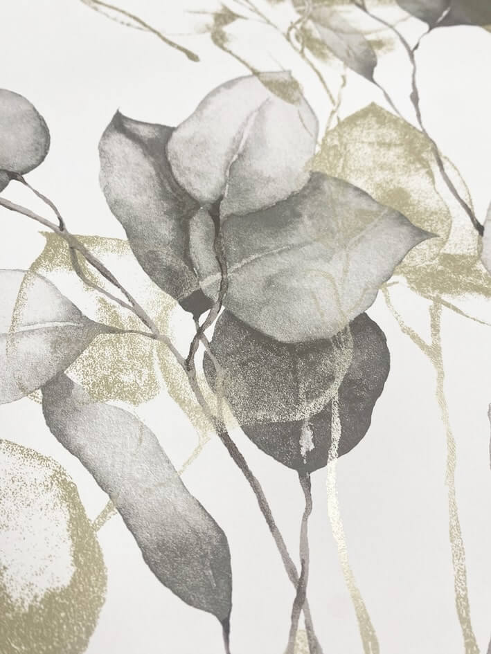 - Muriva Eucalyptus Natural Metallic Gold Wallpaper - 210503 - Decor Warehouse