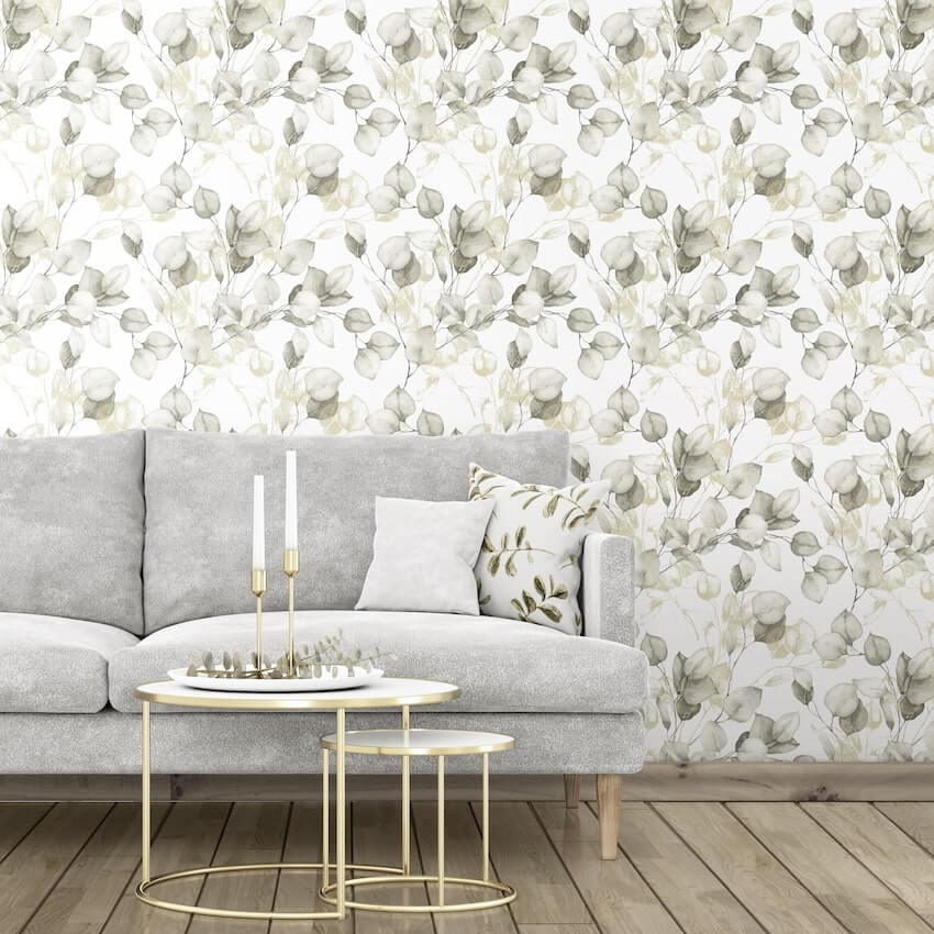- Muriva Eucalyptus Natural Metallic Gold Wallpaper - 210503 - Decor Warehouse