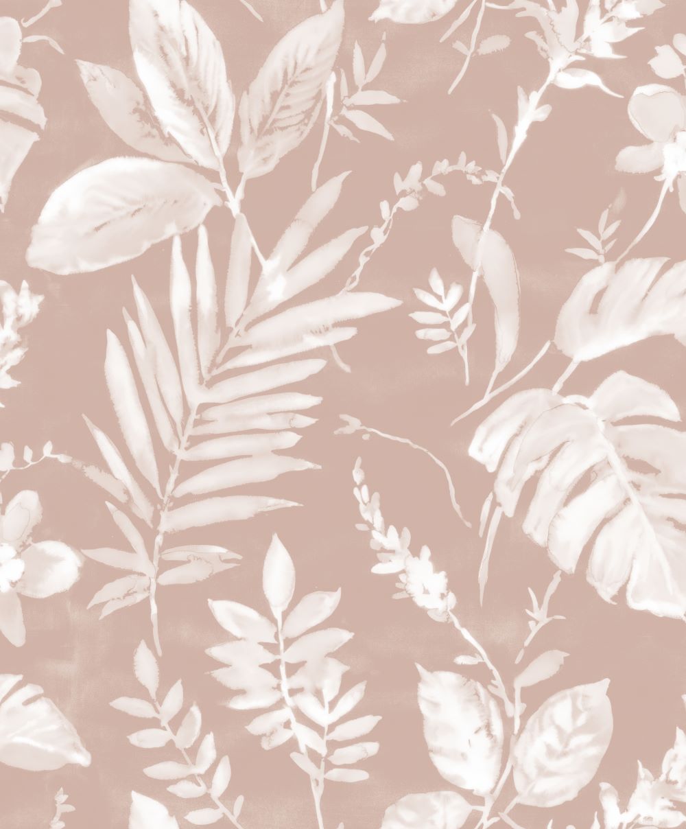 - Muriva Tane Leaf Blush Wallpaper - 98903 - Decor Warehouse