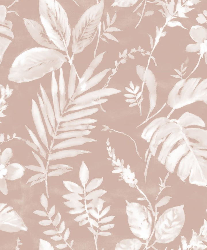 - Muriva Tane Leaf Blush Wallpaper - 98903 - Decor Warehouse