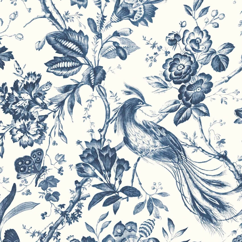 - Plumage Porcelain Blue Wallpaper - WM - 368 - 02 - Decor Warehouse
