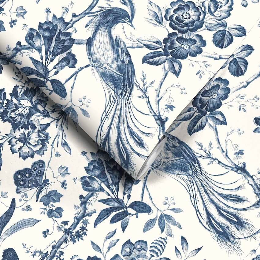 - Plumage Porcelain Blue Wallpaper - WM - 368 - 02 - Decor Warehouse
