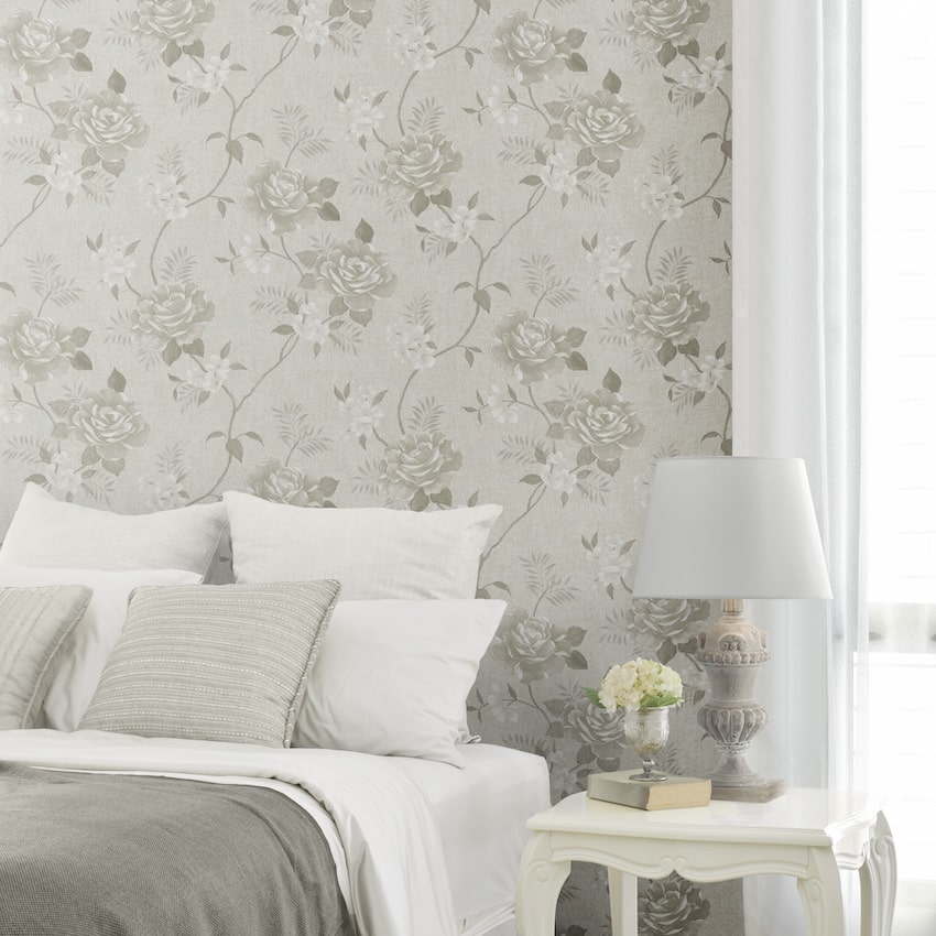 - Rosalind Cream Floral Rose Wallpaper - 173505 - Decor Warehouse