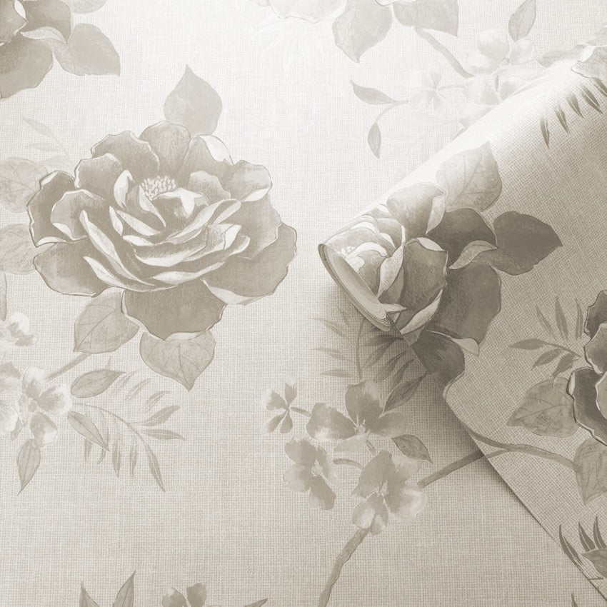 - Rosalind Cream Floral Rose Wallpaper - 173505 - Decor Warehouse