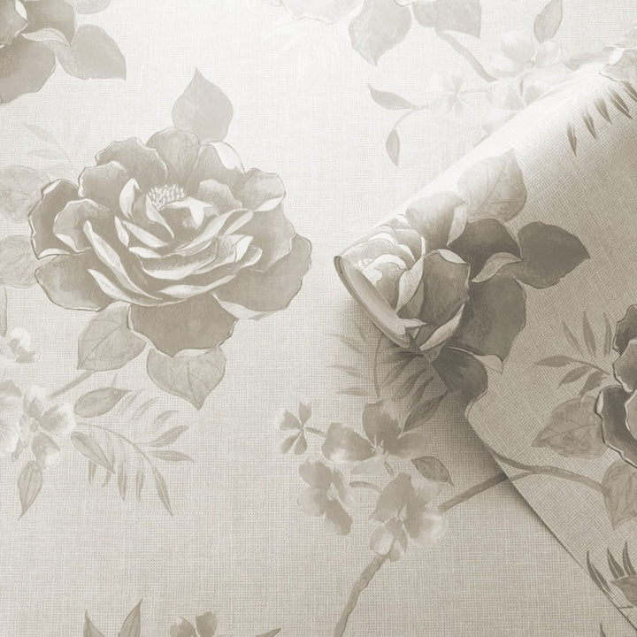 - Rosalind Cream Floral Rose Wallpaper - 173505 - Decor Warehouse