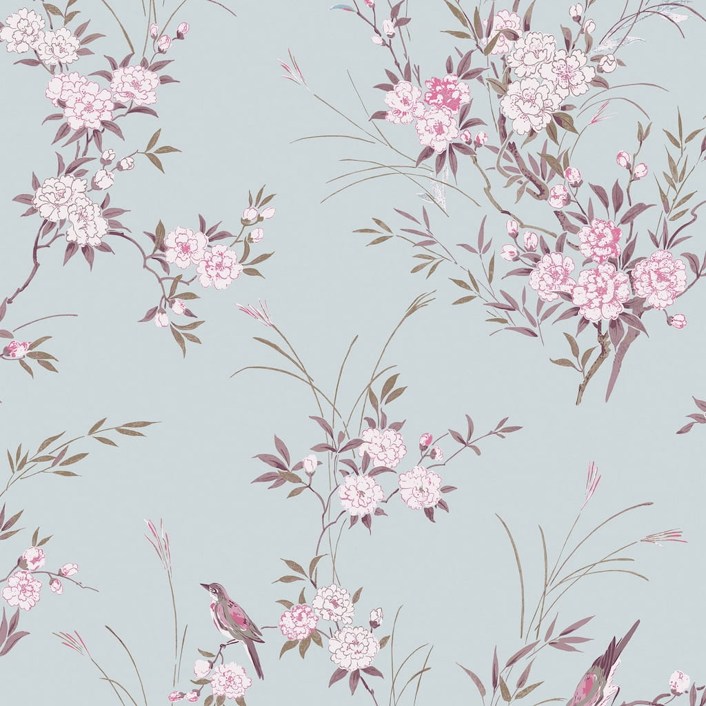 - Shabby Chic by Rachel Ashwell Bird Chinoiserie Blue Wallpaper - 125119 - Decor Warehouse