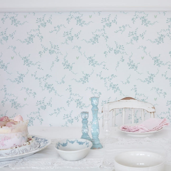 - Shabby Chic by Rachel Ashwell Butterflies Duck Egg Wallpaper - 125108 - Decor Warehouse