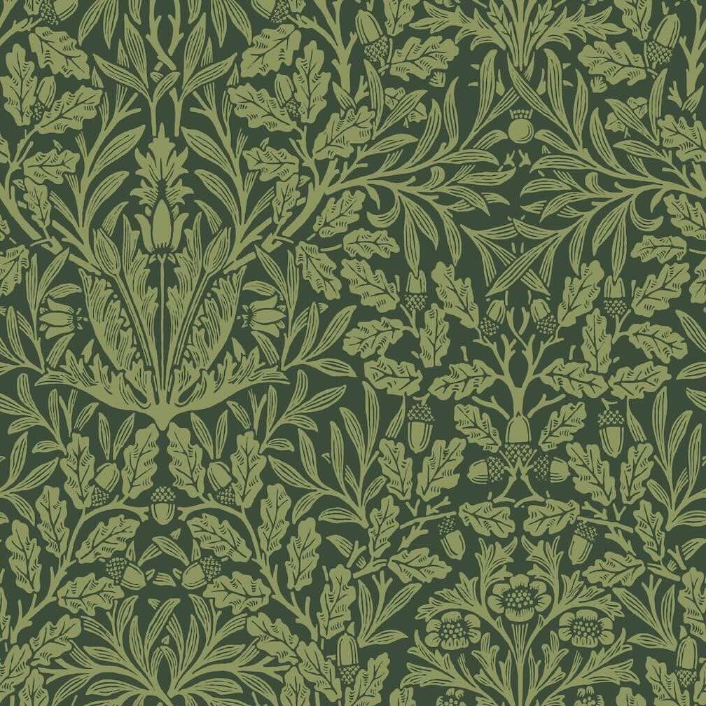 William Morris Acorn Garden Green Wallpaper - 140490