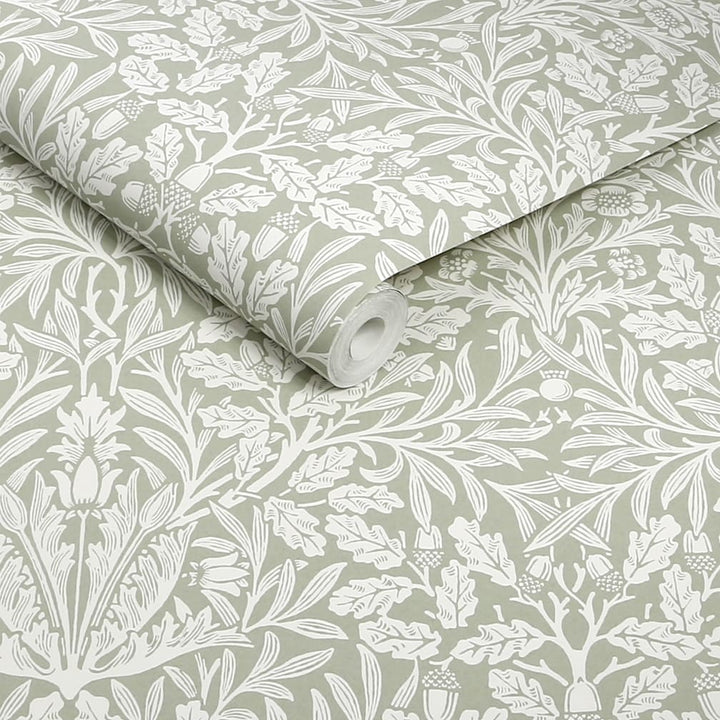 William Morris Acorn Sage Wallpaper - 140492