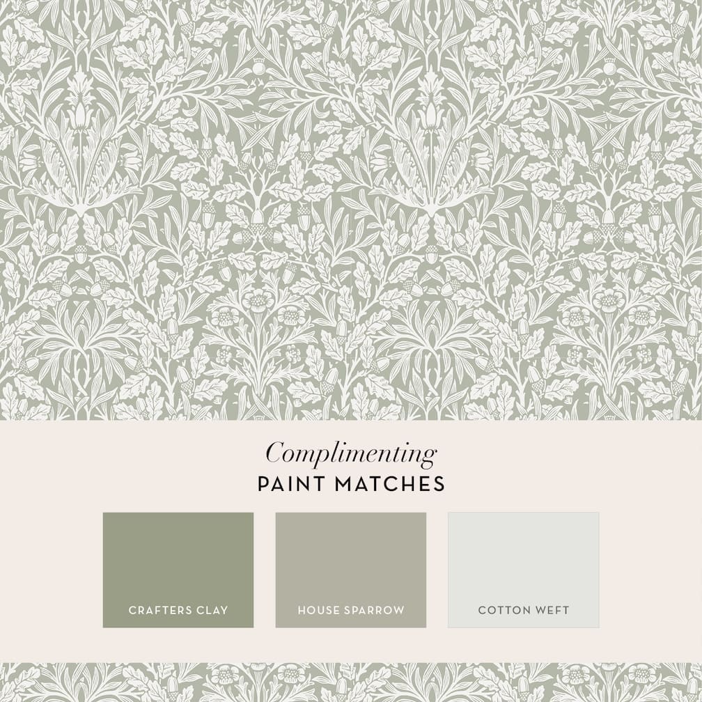 William Morris Acorn Sage Wallpaper - 140492