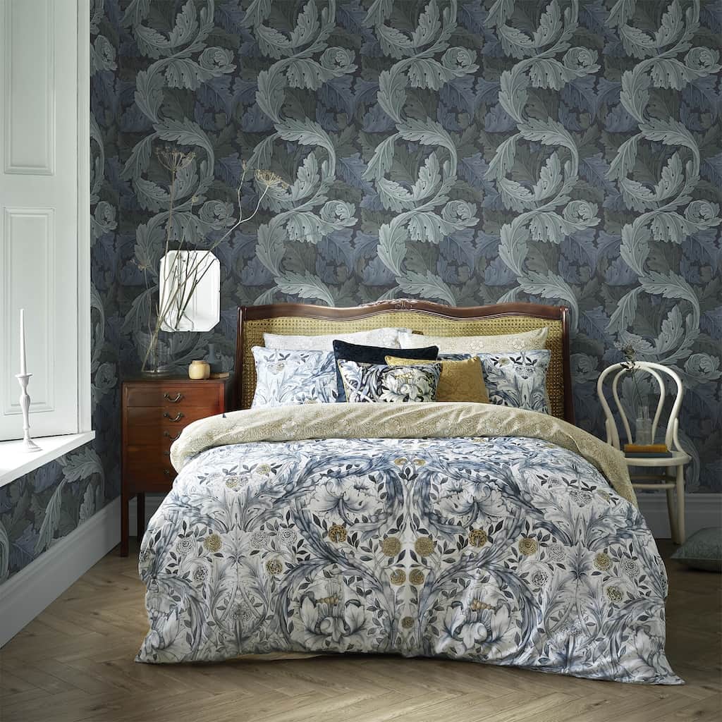 - William Morris At Home Acanthus Blue Wallpaper - 124225 - Decor Warehouse