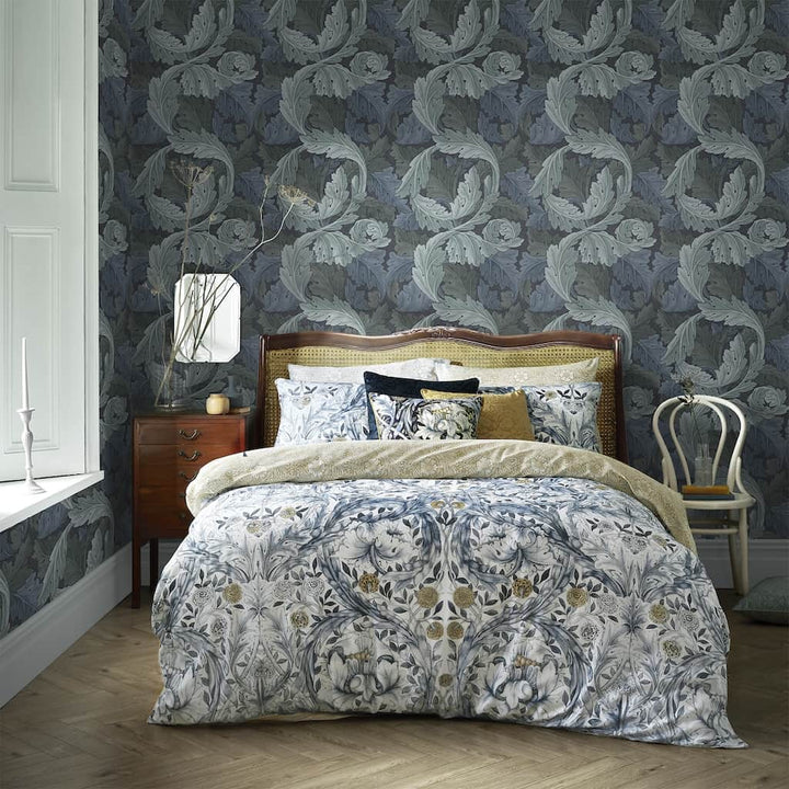- William Morris At Home Acanthus Blue Wallpaper - 124225 - Decor Warehouse