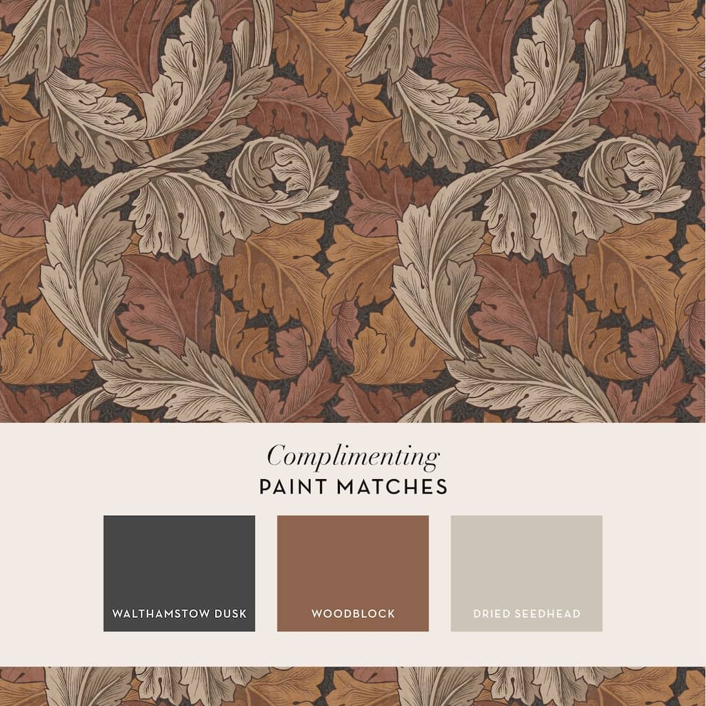 - William Morris At Home Acanthus Burnt Orange Wallpaper - 124224 - Decor Warehouse