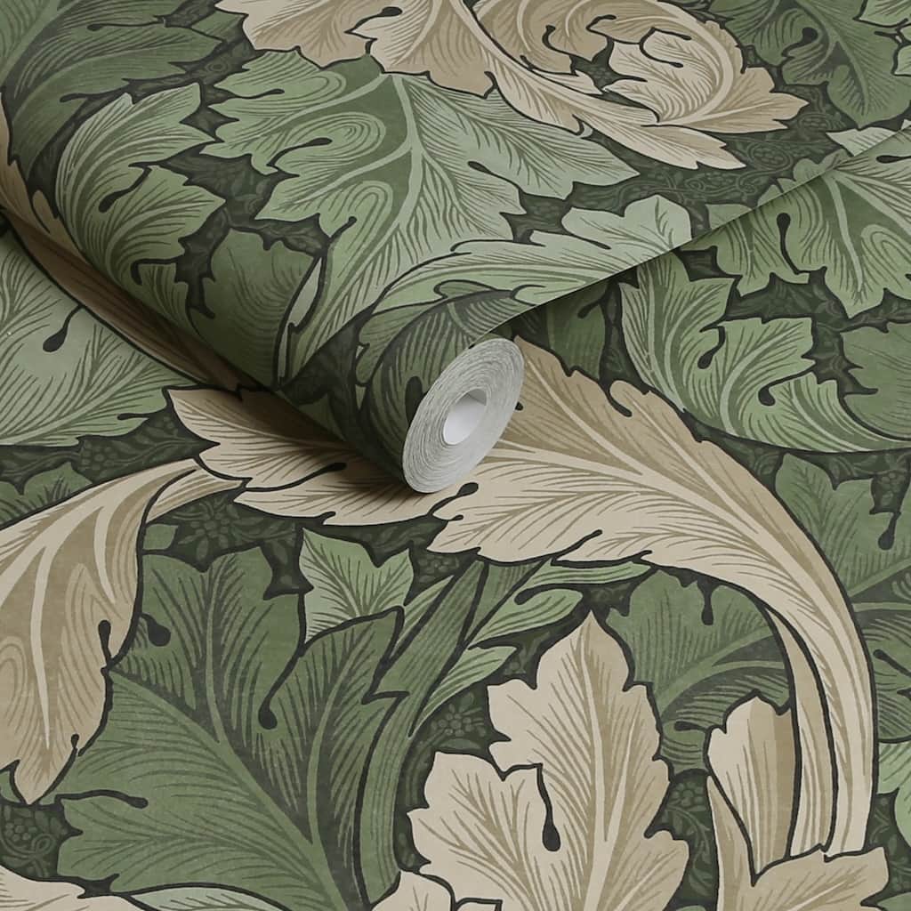 William Morris At Home Acanthus Green Wallpaper Roll - 124227 - Decor Warehouse