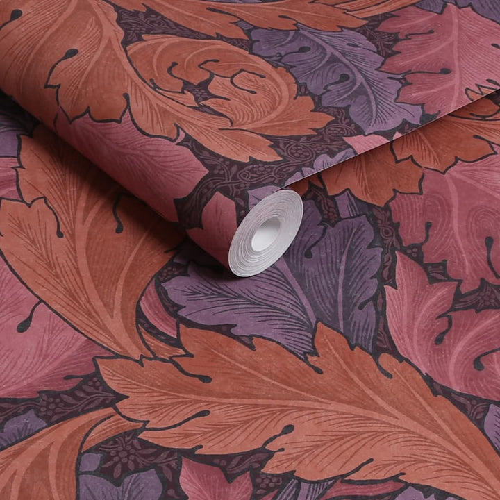 - William Morris At Home Acanthus Plum Wallpaper - 124223 - Decor Warehouse