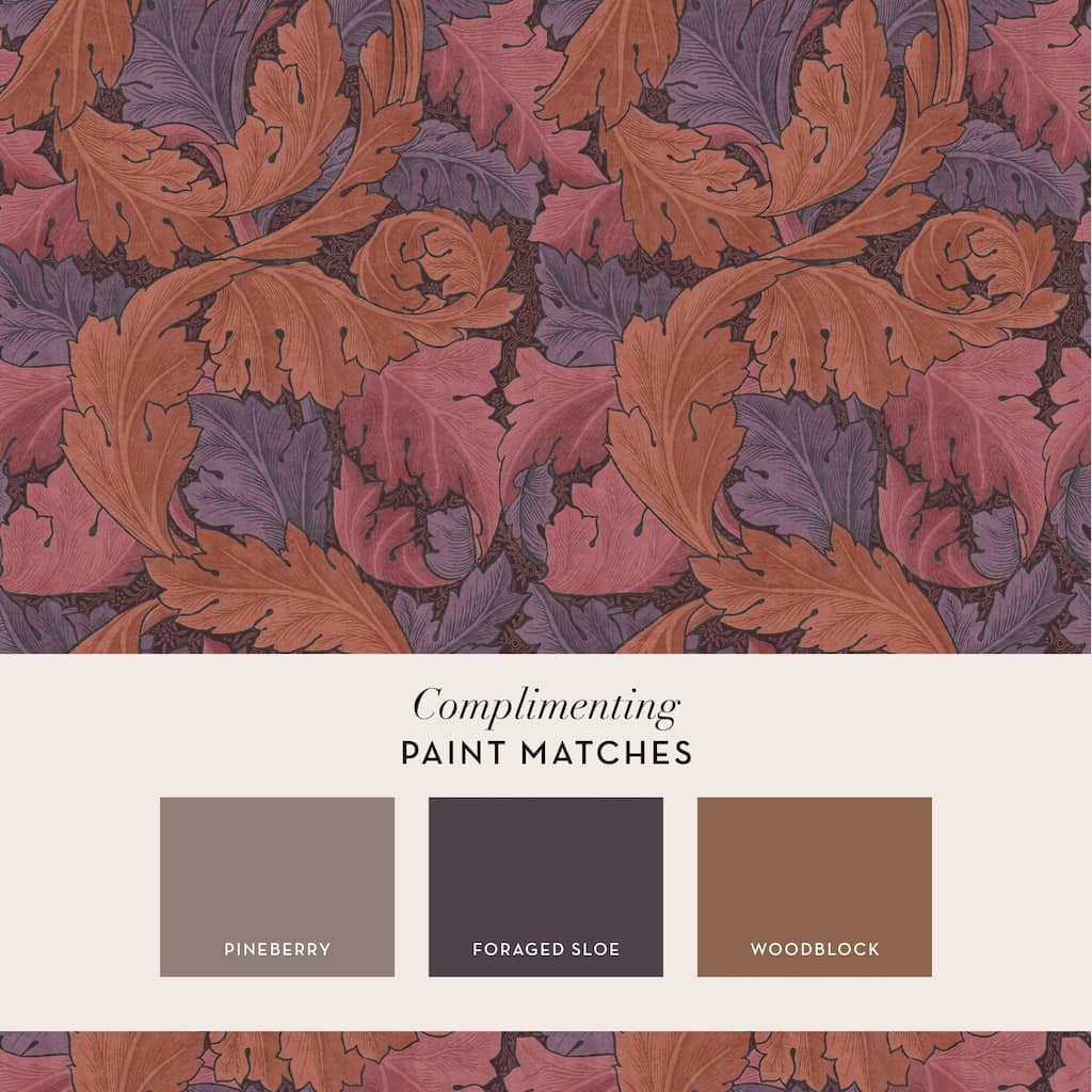 - William Morris At Home Acanthus Plum Wallpaper - 124223 - Decor Warehouse