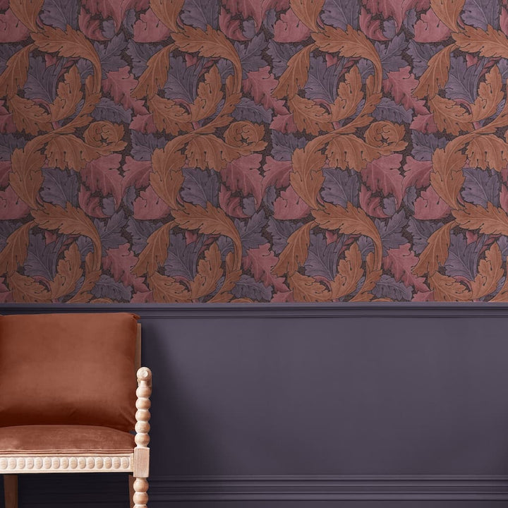 - William Morris At Home Acanthus Plum Wallpaper - 124223 - Decor Warehouse