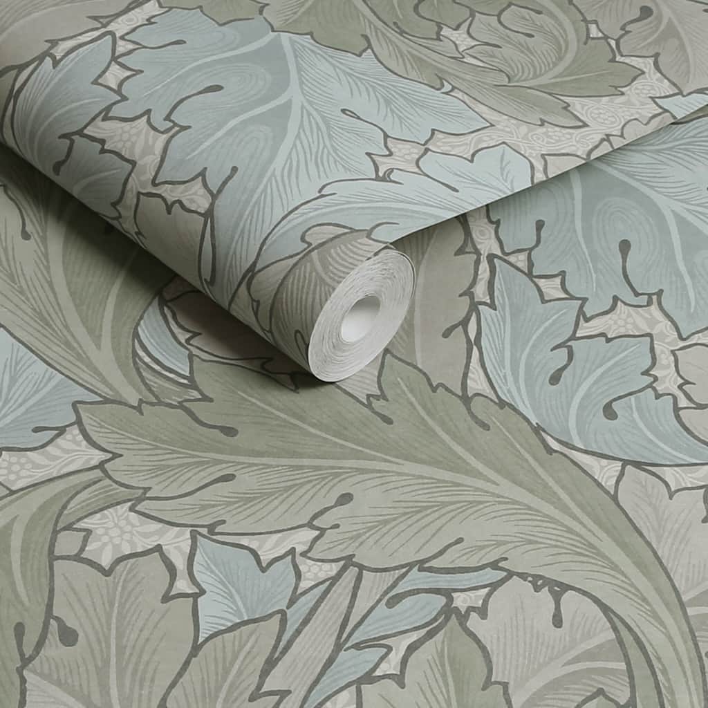 - William Morris At Home Acanthus Sage & Duck Egg Wallpaper - 124228 - Decor Warehouse