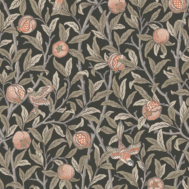 - William Morris At Home Bird & Pomegranate Charcoal Wallpaper - 124258 - Decor Warehouse