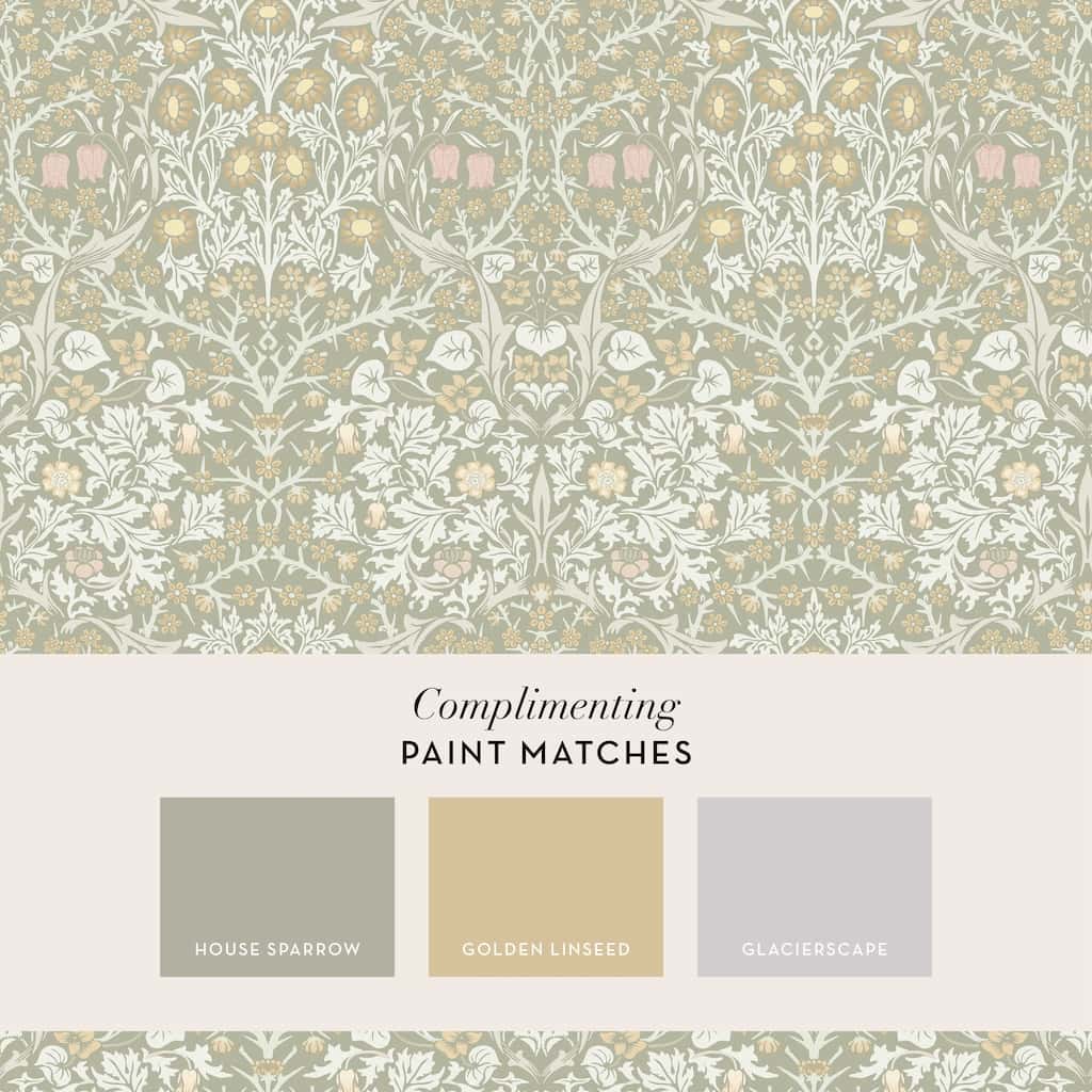 124253 - William Morris Wallpaper - William Morris At Home Blackthorn Sage Wallpaper - Decor Warehouse
