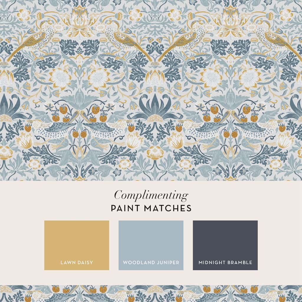 - William Morris At Home Strawberry Thief Soft Blue Wallpaper - 124232 - Decor Warehouse